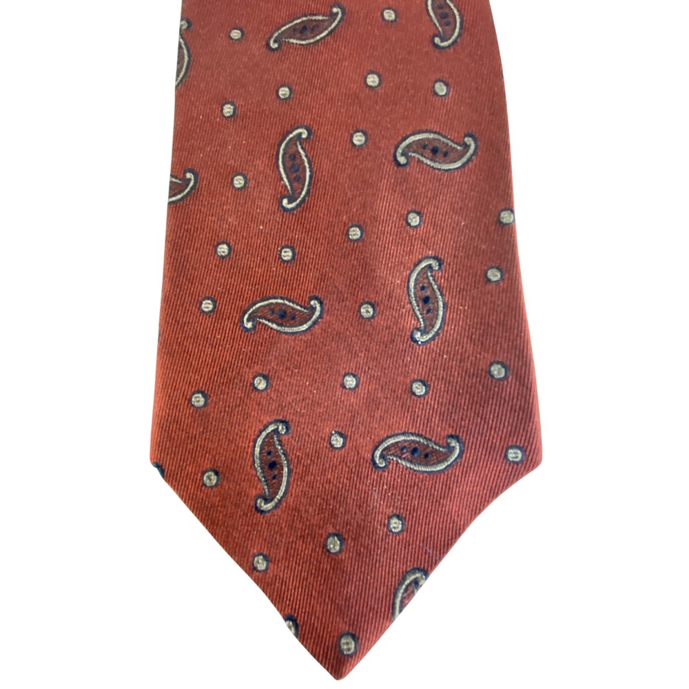VTG Kiltie Ltd Silk Tie Mens Burgundy Red Navy Blue Paisley Polka Dot Silk 56x4